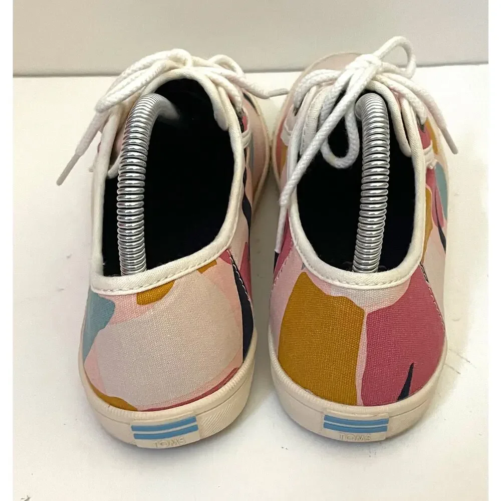 Toms Abstract Modern Art Color Block Canvas Sneaker Pink Size 8